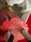 Hand-painted wooden folk-art figurine of a woman in a red dress with wings - thumbnail 3 of 4