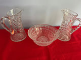 Crystal glassware: two pitchers and a bowl - thumbnail 1 of 3