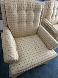 Pair of Ethan Allen beige patterned upholstered armchairs - thumbnail 4 of 5