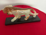 Marble Stone big cat sculpture on display base - thumbnail 1 of 2