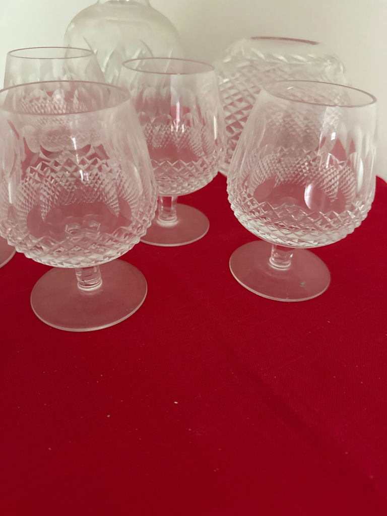 Etched crystal glassware set: goblets,ashtray , and decorative vases - image 3 of 4
