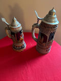 Two decorative beer steins with pewter lids - thumbnail 2 of 6