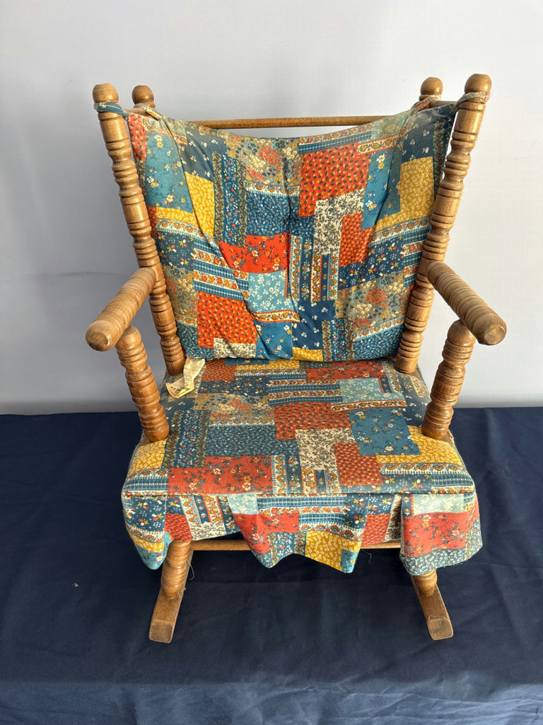 Patchwork Upholstered Childs Wooden Rocking Chair - image 1 of 2