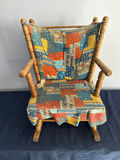 Patchwork Upholstered Childs Wooden Rocking Chair - thumbnail 1 of 2