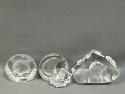 Signed Mats Jonasson Swedish Art Glass Sculptures - Image 1 of 6
