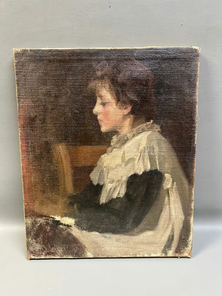  Young Girl Portrait Oil Painting on Canvas - image 1 of 5
