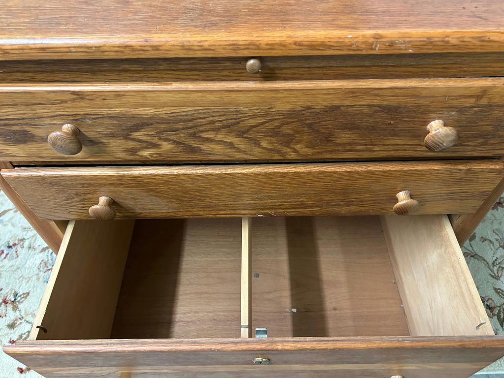 Three Drawer Oak Pull-Out Desk  - image 3 of 7