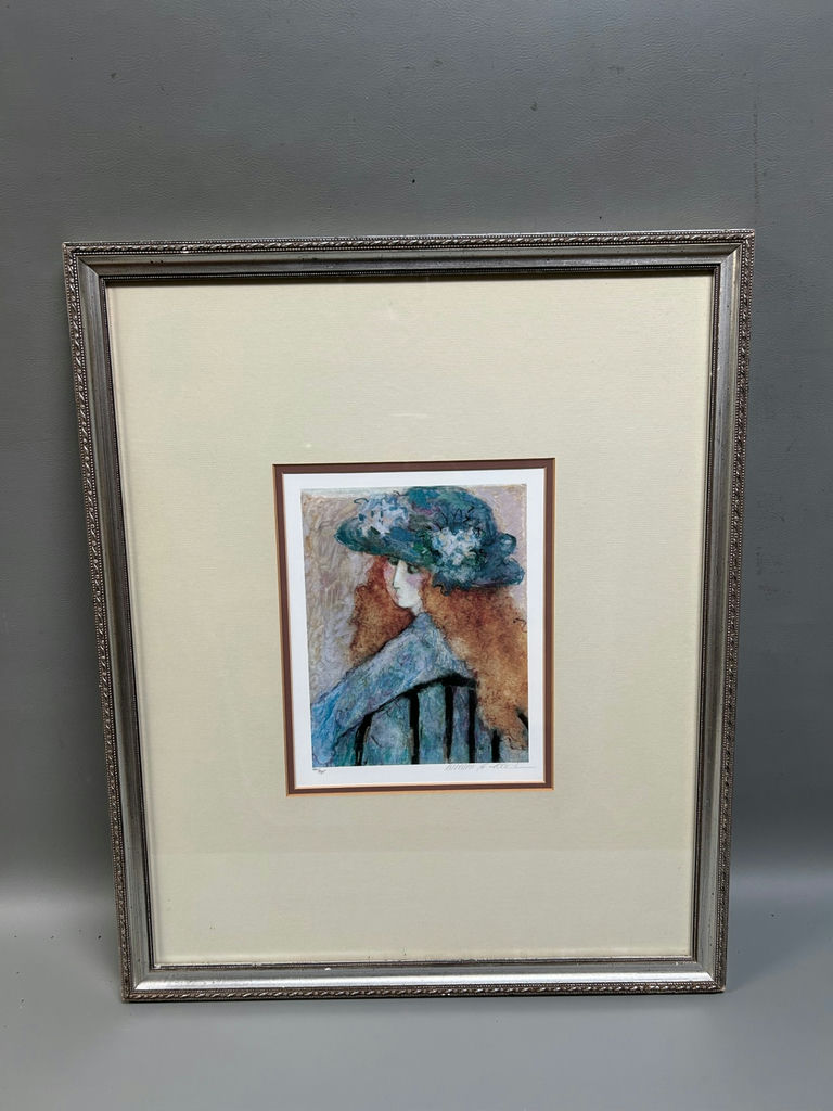 Babara A. Wood Signed Lithograph " Woman W/ The Floral Hat  - image 1 of 5
