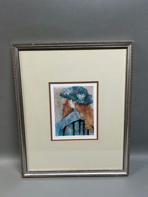 Babara A. Wood Signed Lithograph " Woman W/ The Floral Hat  - Image 1 of 5