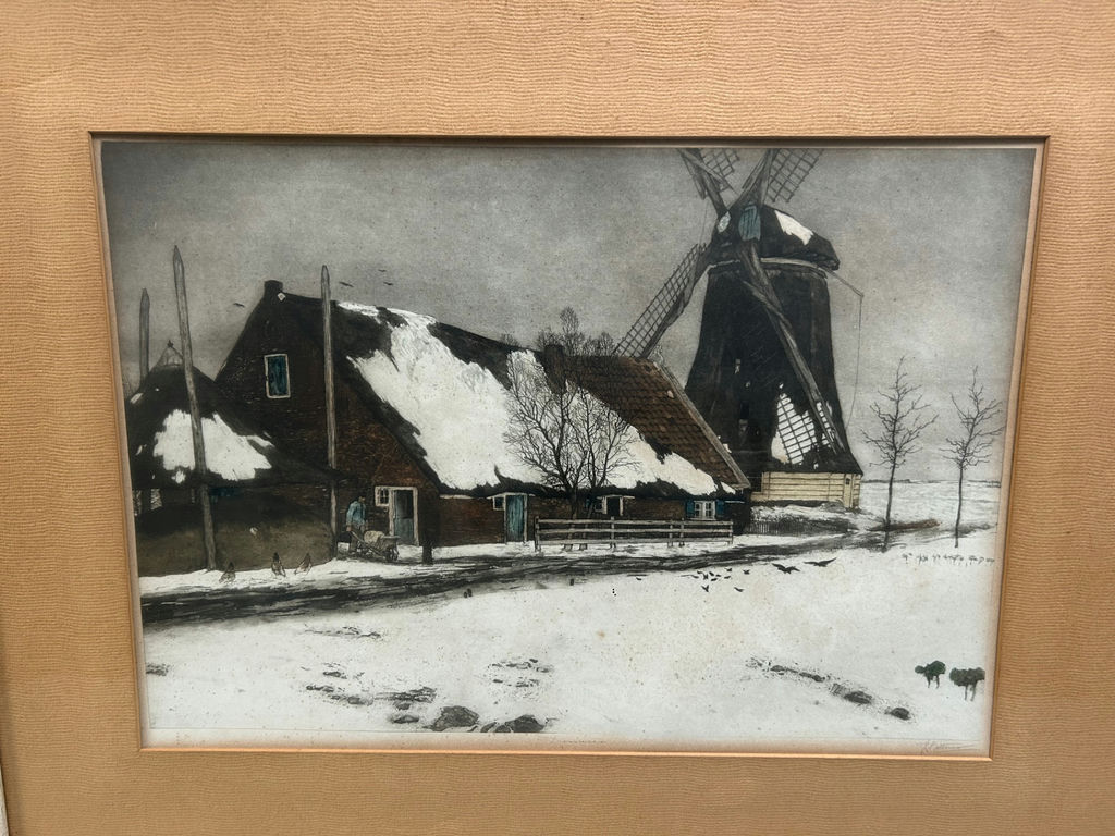 Bottema Tjeerd Dooiwer Dutch Winterscape Pencil Signed  - image 2 of 6