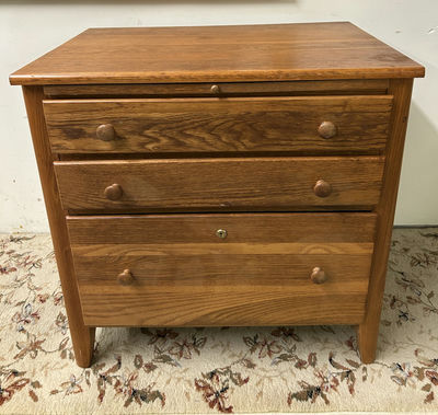 Three Drawer Oak Pull-Out Desk  - Image 1 of 7