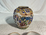 Decorative ceramic jar with lid, embossed metal urn - thumbnail 3 of 6