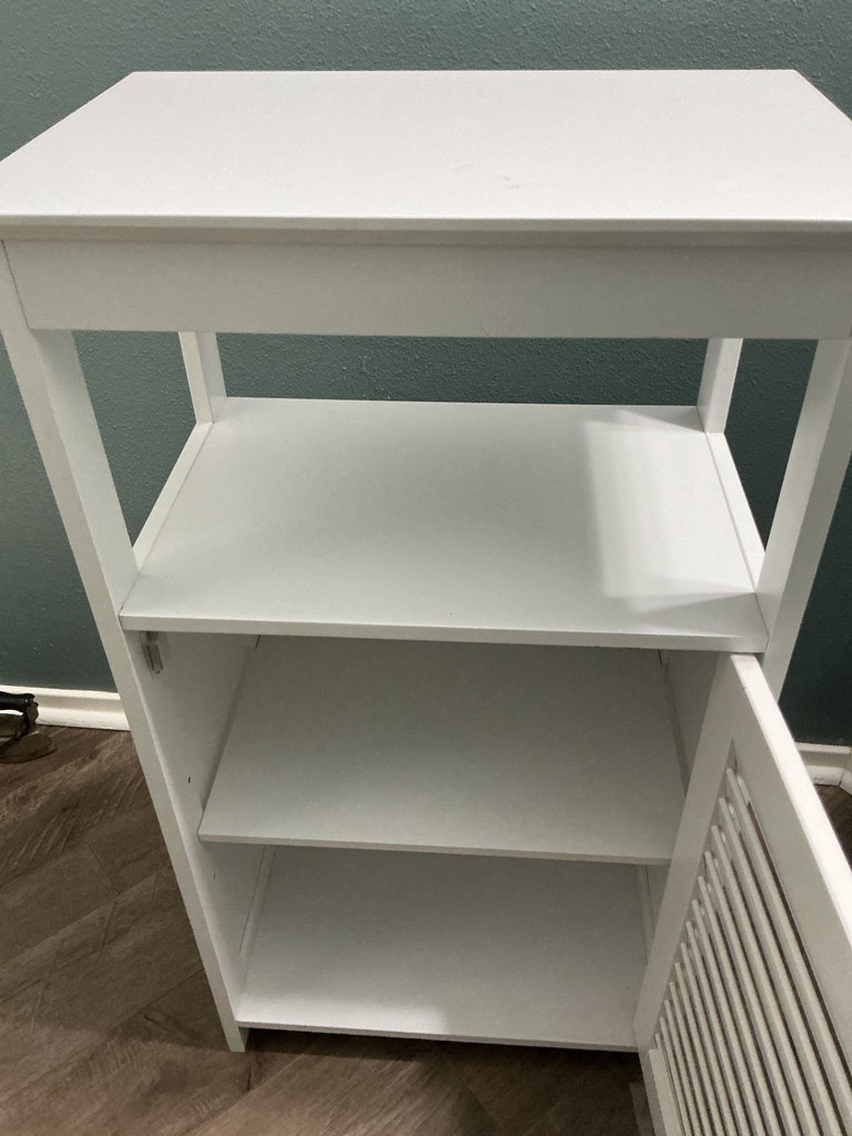 White wooden cabinet with louvered door and napkins - image 4 of 4