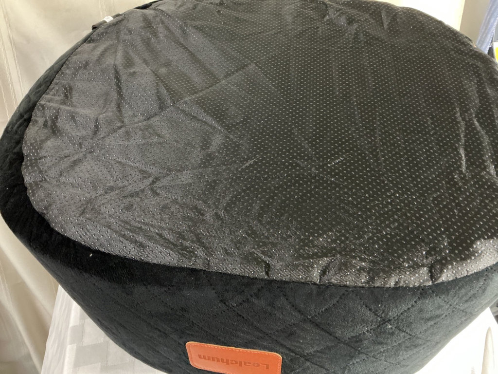 Round plush pet bed with harness straps - image 3 of 3