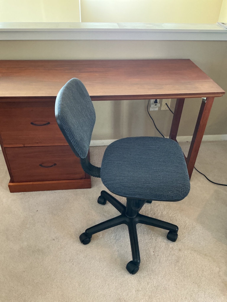 Wooden two drawer desk and swivel office chair - image 4 of 4