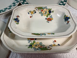 Hartstone ceramic dinnerware with green checkerboard rims and floral bowls - thumbnail 4 of 6