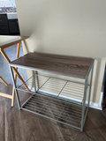 Folding wood-top table and metal wire shelving unit - thumbnail 2 of 4
