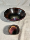 Ceramic bowls and dish with iridescent glaze - thumbnail 1 of 5