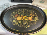 X-frame black table, framed botanical print, and fruit-themed decorative tray - thumbnail 3 of 7