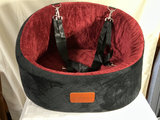 Round plush pet bed with harness straps - thumbnail 1 of 3
