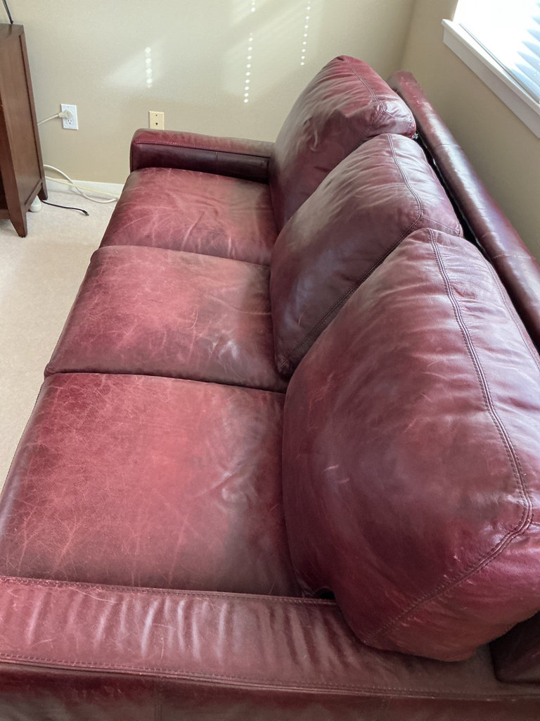 Burgundy Leather Sleeper Sofa - image 2 of 7