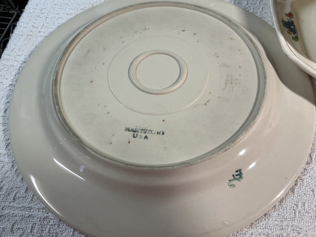 Hartstone ceramic dinnerware with green checkerboard rims and floral bowls - image 2 of 6