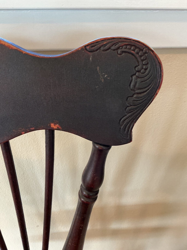Antique Dark wood spindle-back chair with claw feet - image 4 of 6