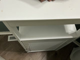 White wooden cabinet with louvered door and napkins - thumbnail 2 of 4