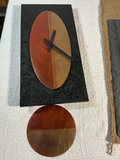 Copper-toned oval clock with round disk and slate tile panel - thumbnail 3 of 4