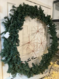 Evergreen wreath with lights and copper starburst ornaments - thumbnail 2 of 4