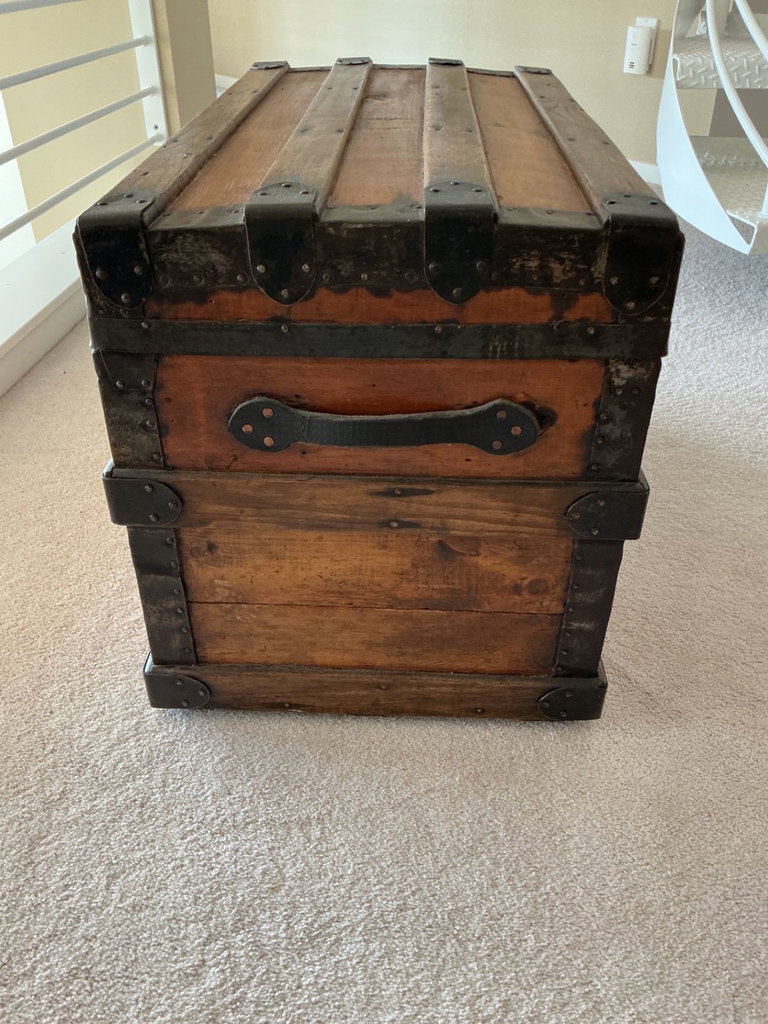 Vintage wooden trunk with iron hardware - image 1 of 8