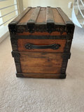 Vintage wooden trunk with iron hardware - thumbnail 1 of 8
