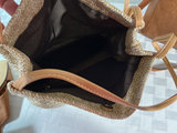 Tan knot-front Everlane sandals, straw woven bag, and Madewell leather tote - thumbnail 7 of 8