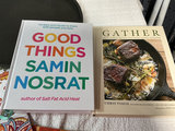 Cast-iron pizza pan, four kitchen knives, cookbooks, and decorative textiles - thumbnail 5 of 6
