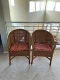 Vintage wicker chairs (rattan) with cushions - thumbnail 1 of 7