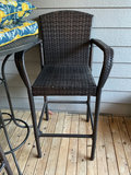 Wicker Outdoor Bar-Height Chairs with Lemon Cushions and Round Table - thumbnail 3 of 5