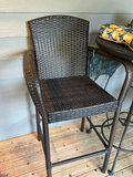 Wicker Outdoor Bar-Height Chairs with Lemon Cushions and Round Table - thumbnail 4 of 5