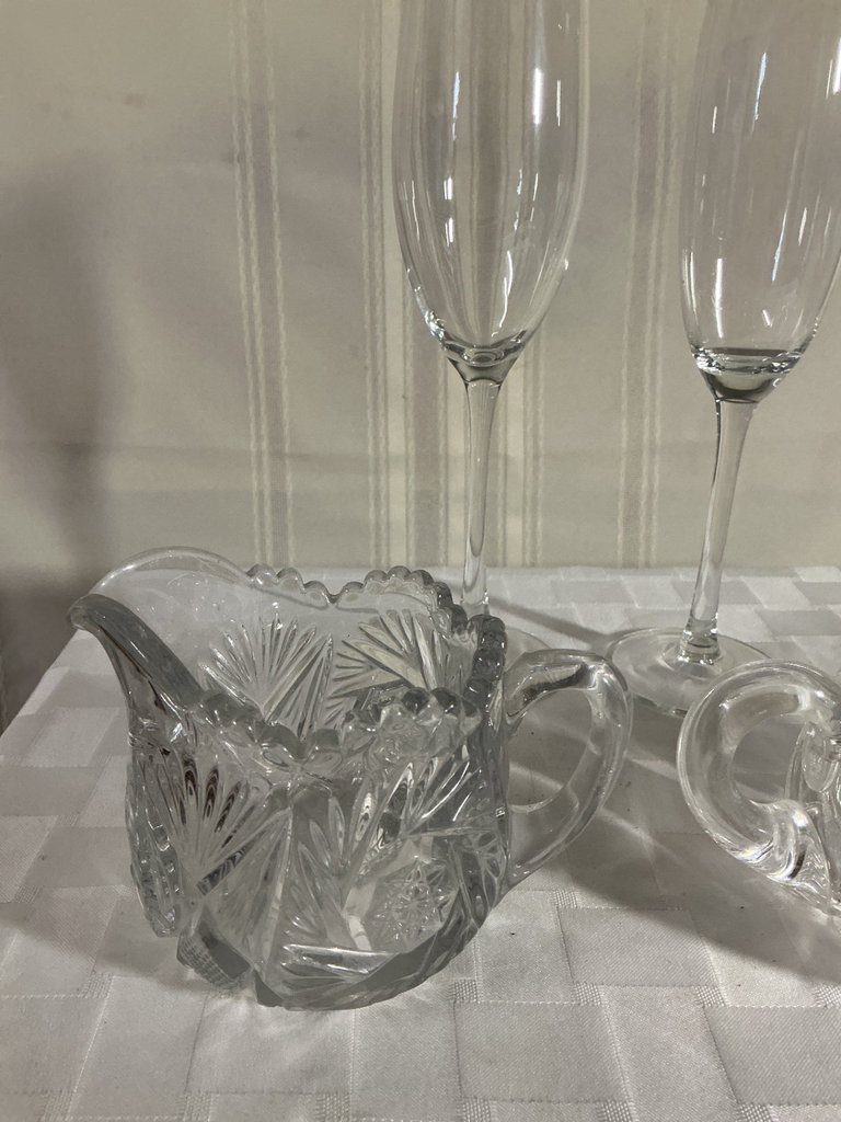 Crystal glassware set with champagne flutes and cut-glass pitchers - image 4 of 5