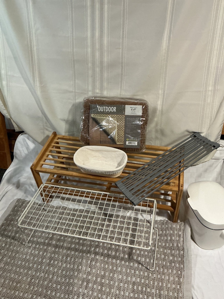 Wooden Slatted Shoe rack with Wire Rack, ironing board and Rug Pad - image 2 of 6