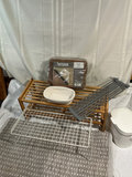 Wooden Slatted Shoe rack with Wire Rack, ironing board and Rug Pad - thumbnail 2 of 6