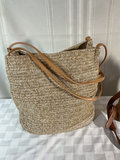 Tan knot-front Everlane sandals, straw woven bag, and Madewell leather tote - thumbnail 8 of 8