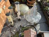 Birdhouses, feeders, glass shade, and garden decor - thumbnail 1 of 4