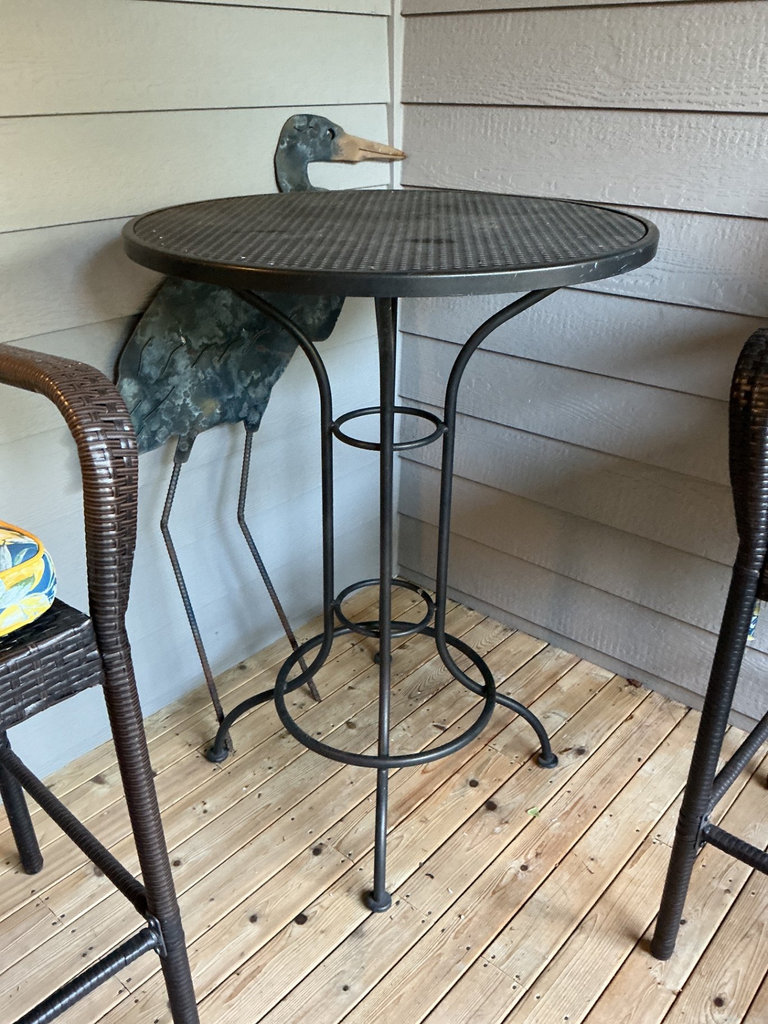 Wicker Outdoor Bar-Height Chairs with Lemon Cushions and Round Table - image 2 of 5