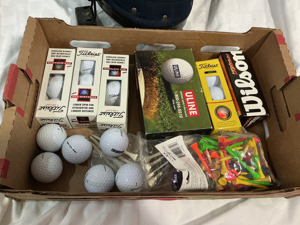 Golf bag with clubs, balls, and tees - image 1 of 6