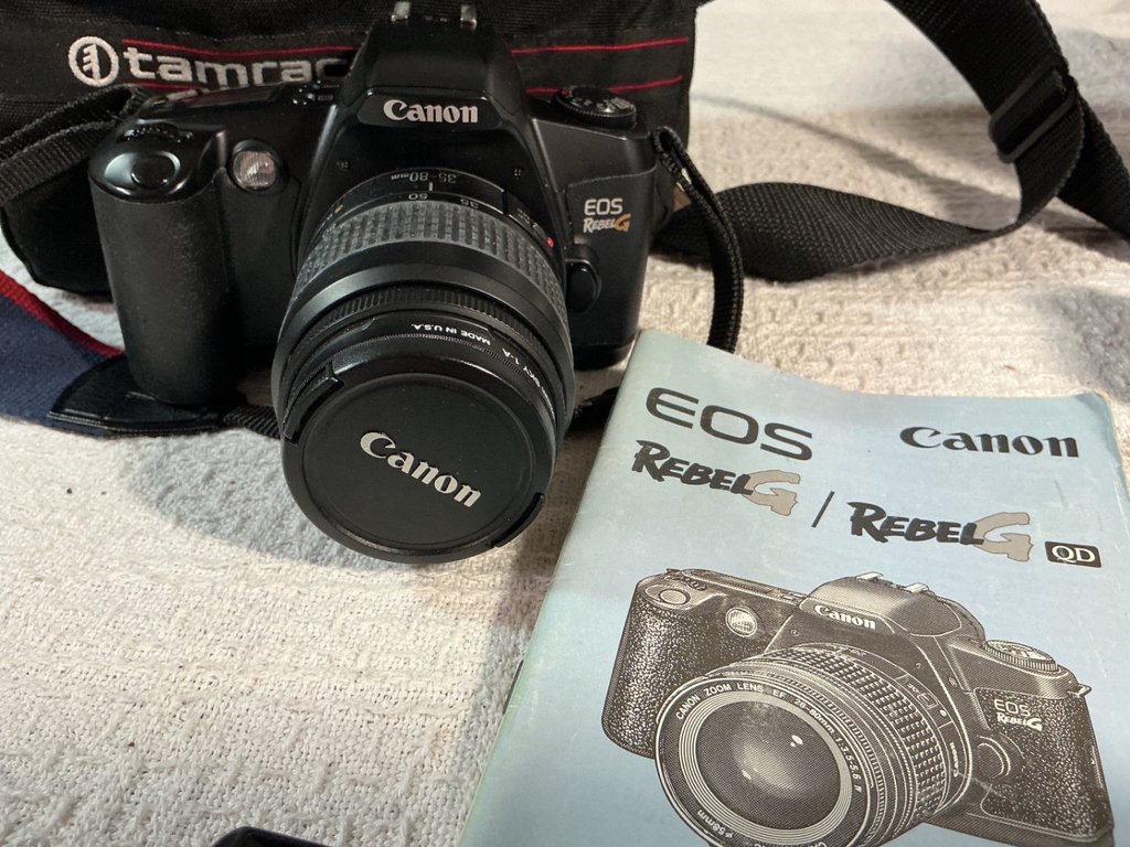 Canon EOS Rebel G kit with Nikon red camera and accessories - image 4 of 8