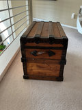 Vintage wooden trunk with iron hardware - thumbnail 4 of 8