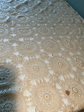 Antique Cream crochet lace bedspread with circular motifs - thumbnail 1 of 3