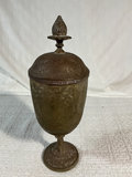 Decorative ceramic jar with lid, embossed metal urn - thumbnail 5 of 6