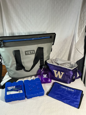 Gray YETI insulated tote bag with ice packs, lunch tote - Image 1 of 6
