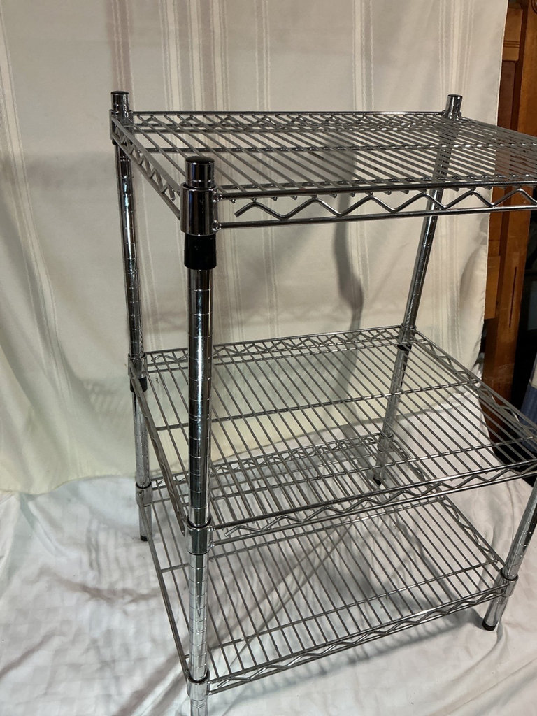 Three-tier chrome wire shelving rack - image 3 of 3